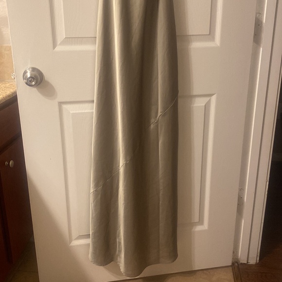 Jasmine Maxi Halter Dress in Green Moss Luxe Satin - Picture 9 of 11